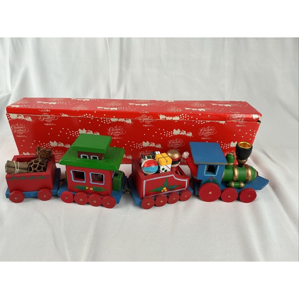 Enesco wooden Vintage Christmas Train in Original Box